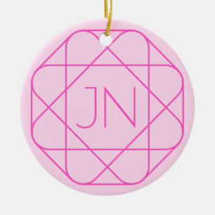 Cooles Monogramm, Angesagter Logo-Stil Rosa und Keramik Ornament