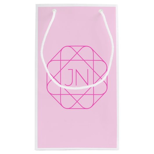 Cooles Monogramm, Angesagter Logo-Stil | Rosa und Kleine Geschenktüte (Rückseite)