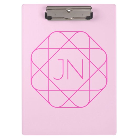 Cooles Monogramm, Angesagter Logo-Stil | Rosa und Klemmbrett (Vorderseite)