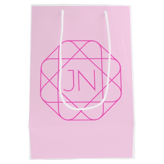 Cooles Monogramm, Angesagter Logo-Stil | Rosa und Mittlere Geschenktüte (Rückseite)
