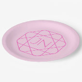 Cooles Monogramm, Angesagter Logo-Stil | Rosa und Pappteller (Schrägansicht)