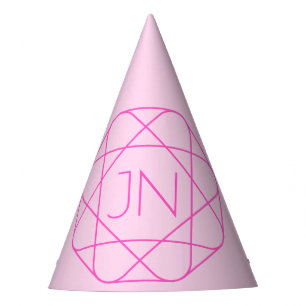 Cooles Monogramm, Angesagter Logo-Stil   Rosa und  Partyhütchen