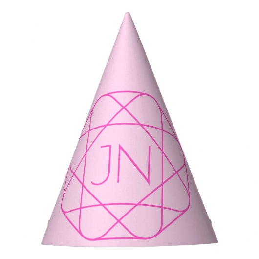Cooles Monogramm, Angesagter Logo-Stil | Rosa und  Partyhütchen (Vorderseite)