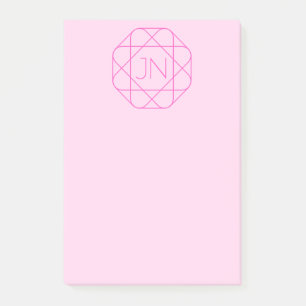 Cooles Monogramm, Angesagter Logo-Stil   Rosa und  Post-it Klebezettel
