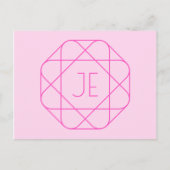 Cooles Monogramm, Angesagter Logo-Stil | Rosa und Postkarte (Vorderseite)
