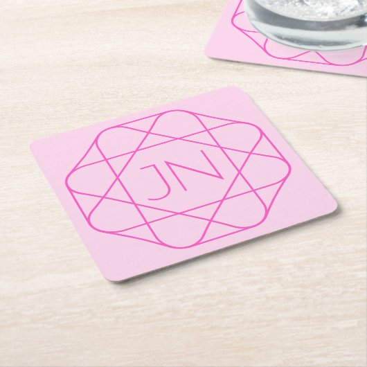 Cooles Monogramm, Angesagter Logo-Stil | Rosa und Rechteckiger Pappuntersetzer (angewinkelt)