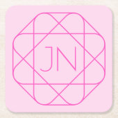 Cooles Monogramm, Angesagter Logo-Stil | Rosa und Rechteckiger Pappuntersetzer (Vorderseite)