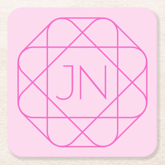 Cooles Monogramm, Angesagter Logo-Stil | Rosa und  Rechteckiger Pappuntersetzer (Vorderseite)