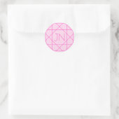 Cooles Monogramm, Angesagter Logo-Stil | Rosa und  Runder Aufkleber (Tasche)