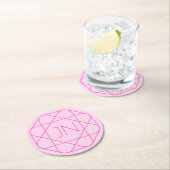 Cooles Monogramm, Angesagter Logo-Stil | Rosa und  Runder Pappuntersetzer (Vor Ort)