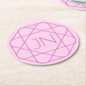 Cooles Monogramm, Angesagter Logo-Stil | Rosa und  Runder Pappuntersetzer (Angewinkelt)
