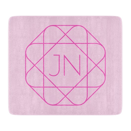 Cooles Monogramm, Angesagter Logo-Stil | Rosa und  Schneidebrett (Vorderseite)