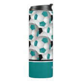 Cooles Monogramm-aquamarines schwarzes Thermosbecher (Nach links gedreht)