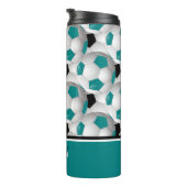 Cooles Monogramm-aquamarines schwarzes Thermosbecher (Nach rechts gedreht)