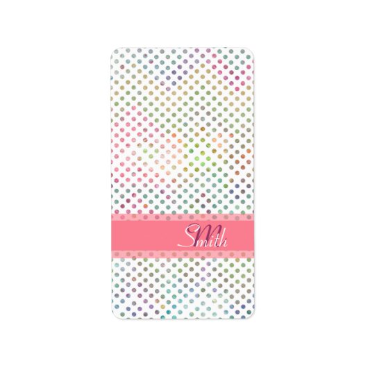 Cooles Monogramm Aquarellfarbenpolka-Punktmuster Adressaufkleber (Vorne)