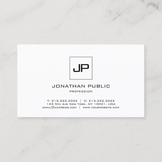 Cooles Monogramm für die moderne Schwarzweißvorlag Visitenkarte (Rückseite)