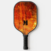 Cooles Monogramm für die Orangenschwarze Flame Pickleball Schläger (Vorderseite)