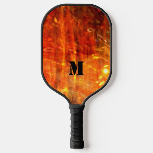 Cooles Monogramm für die Orangenschwarze Flame Pickleball Schläger (Vorderseite)