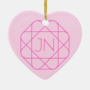 Cooles Monogramm, hipper Logo-Stil Pink & Magent Keramik Ornament