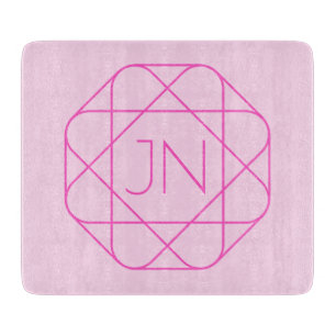 Cooles Monogramm, hipper Logo-Stil   Pink & Magent Schneidebrett