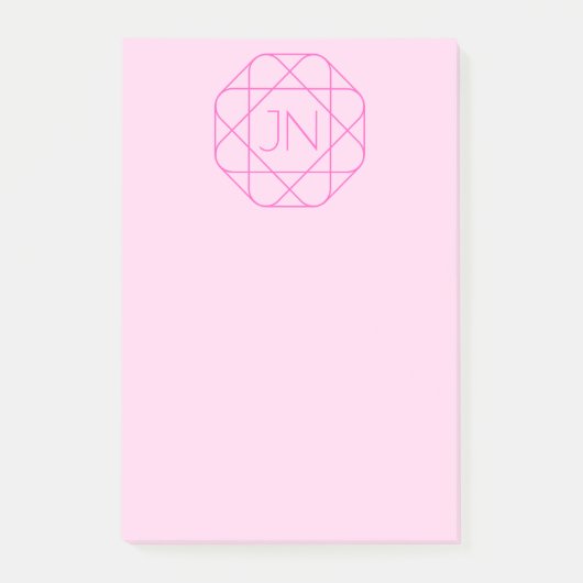 Cooles Monogramm, hipper Logo-Stil | Rosa & Magent Post-it Klebezettel (Vorderseite)