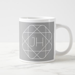 Cooles Monogramm, hipper Logo-Stil-Vibe   Grau & W Jumbo-Tasse