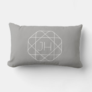 Cooles Monogramm, hipper Logo-Stil-Vibe Grau & W Lendenkissen