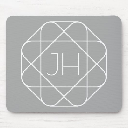 Cooles Monogramm, hipper Logo-Stil-Vibe | Grau & W Mousepad (Vorne)