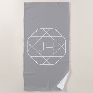 Cooles Monogramm, hipper Logo-Stil-Vibe Grau & W Strandtuch