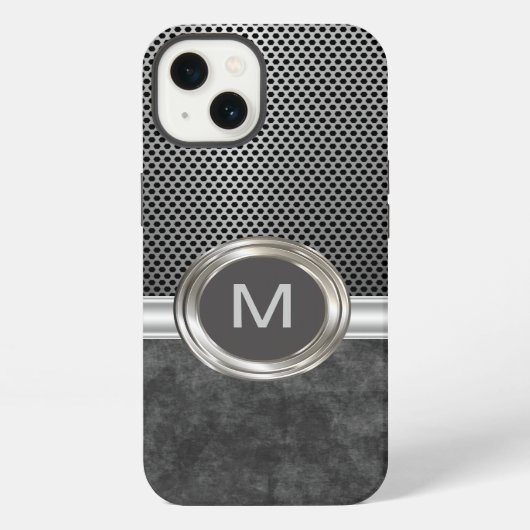 Cooles Monogramm mit robustem Look iPhone Hülle (Rückseite)