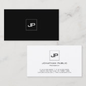 Cooles Monogramm Modernes Schwarz-weißes Template Visitenkarte (Vorne/Hinten)