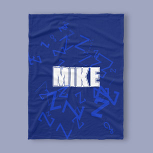 Cooles Monogramm und Name in blau und weiß Fleecedecke