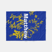 Cooles Monogramm und Name in blau und weiß Fleecedecke (Vorderseite (Horizontal))