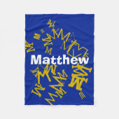 Cooles Monogramm und Name in blau und weiß Fleecedecke (Vorderseite)