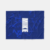 Cooles Monogramm und Name in blau und weiß Fleecedecke (Vorderseite (Horizontal))