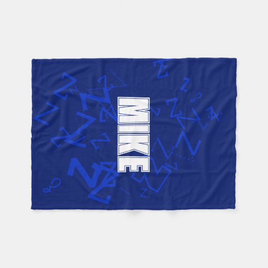 Cooles Monogramm und Name in blau und weiß Fleecedecke (Vorderseite (Horizontal))