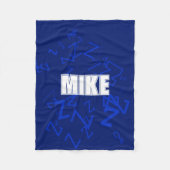 Cooles Monogramm und Name in blau und weiß Fleecedecke (Vorderseite)