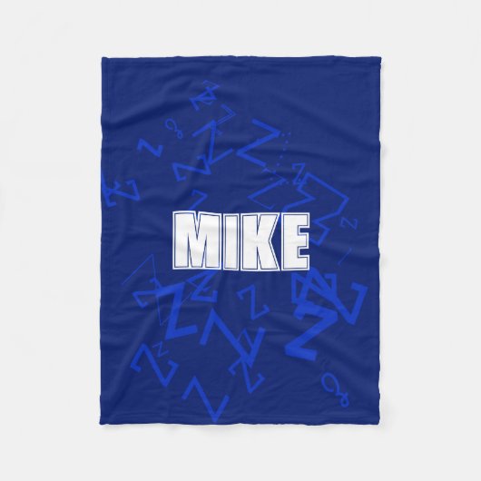 Cooles Monogramm und Name in blau und weiß Fleecedecke (Vorderseite)