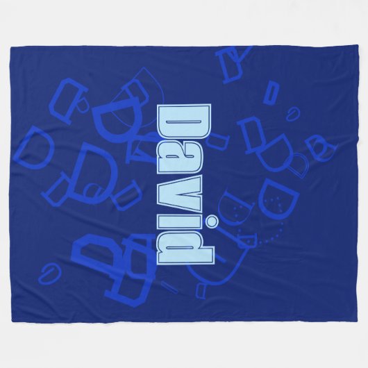 Cooles Monogramm und Name in Marine & Hellblau Fleecedecke (Vorderseite (Horizontal))