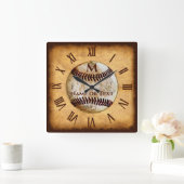 Cooles Monogramm und Personalisierte Baseball-Uhr Quadratische Wanduhr (Zuhause)