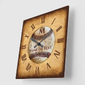 Cooles Monogramm und Personalisierte Baseball-Uhr Quadratische Wanduhr (Winkel)