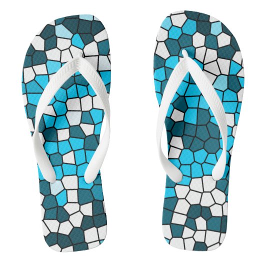 Cooles Mosaikmuster l Trendy blue l Summer Badesandalen (Fußbett)
