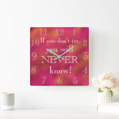 Cooles Motivierend Zitat Druckfarbe Quadratische Wanduhr (Zuhause)