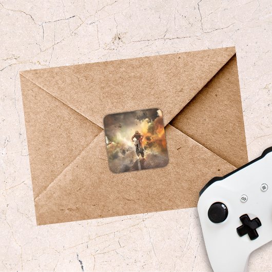 Cooles Motocross-Bild Quadratischer Aufkleber