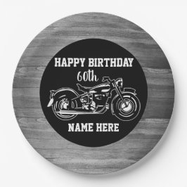 Cooles Motorrad Geburtstag Name Alter Männer Pappteller