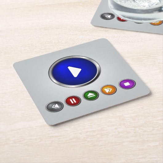 Cooles MP3 Player Button-Set Rechteckiger Pappuntersetzer (angewinkelt)