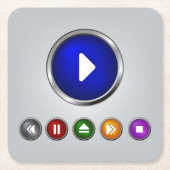 Cooles MP3 Player Button-Set Rechteckiger Pappuntersetzer (Vorderseite)