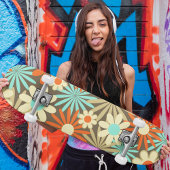 Cooles Muster der Retro-Floral Skateboard