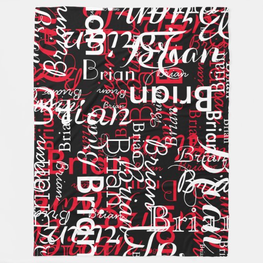 Cooles Muster für Rot und Weiß in Schwarz Fleecedecke (Vorderseite)