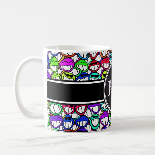 Cooles Muster I für Lächelnde Gesichter + Ihr Mono Kaffeetasse (Links)